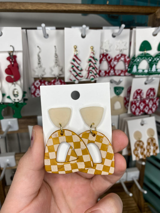 Golden Checkered Donna Earrings